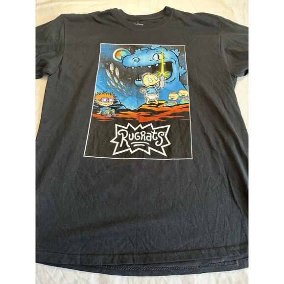 Nickelodeon Black Rugrats Space T-shirt Graphic Sz Large Hot Topic KidCore - Picture 3 of 11